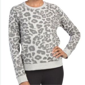 Lucky Brand French Terry Leopard Print Crewneck